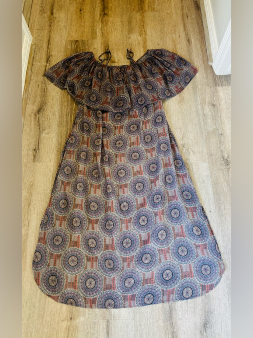 Cost Plus World Market Off-Shoulder Maxi Dress multicolor NWOT - Picture 13 of 14